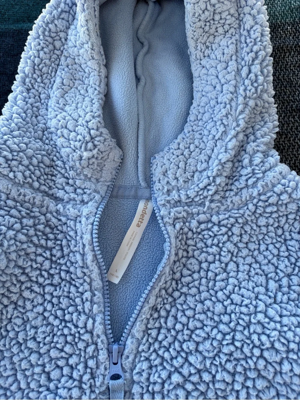 Kids Cozy Half-Zip Sherpa Hoodie - Light Blue Size L
